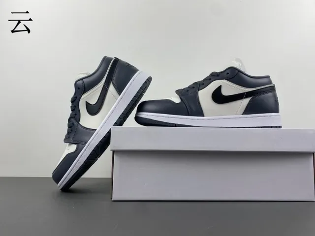 Nike Air Jordan 1 Low White Dark Gray Black Lifestyle Sneakers 14