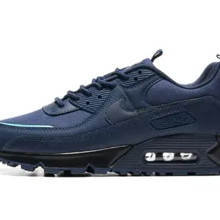 Nike Air Max 90 أزرق بحري نسيجي وصناعي أعلى وحدة التخميد المرئية حذاء أسلوب حياة