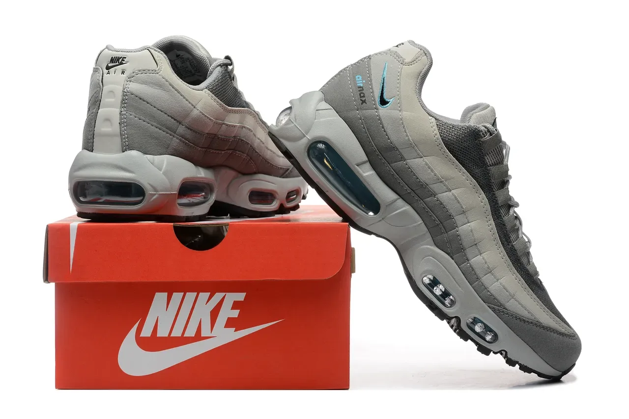 Nike Air Max 95 Gray and Teal Lifestyle Sneakers 2