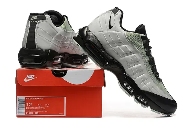 Nike Air Max 95 Light Gray and Pale Green Lifestyle Sneakers 2