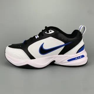 Nike Air Monarch IV أحذية رياضية أنيقة بالأبيض والأسود والأزرق الملكي