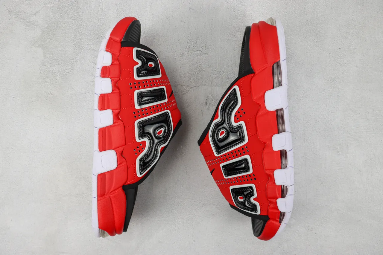 Nike Air More Uptempo Slide rouge noir blanc pantoufles 2