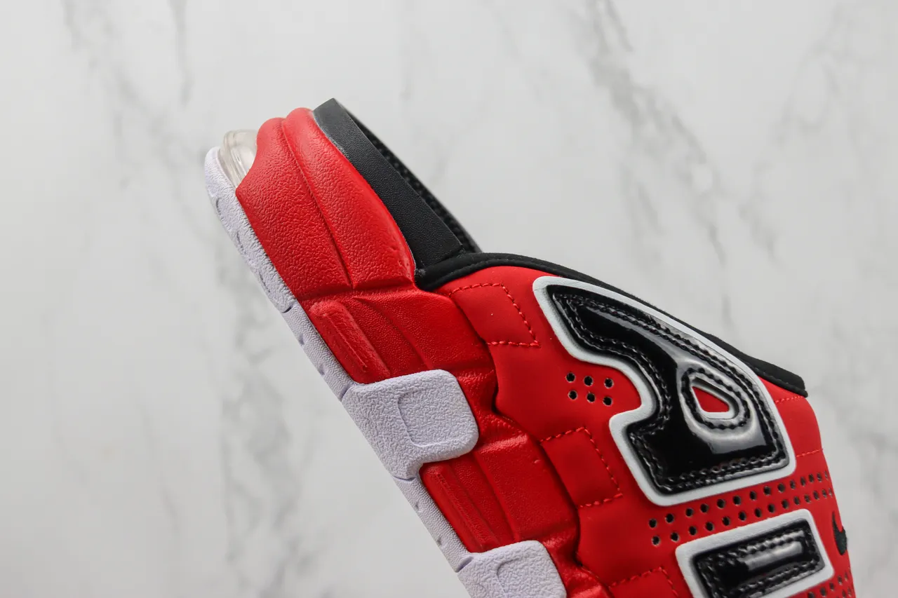 Nike Air More Uptempo Slide rouge noir blanc pantoufles 5