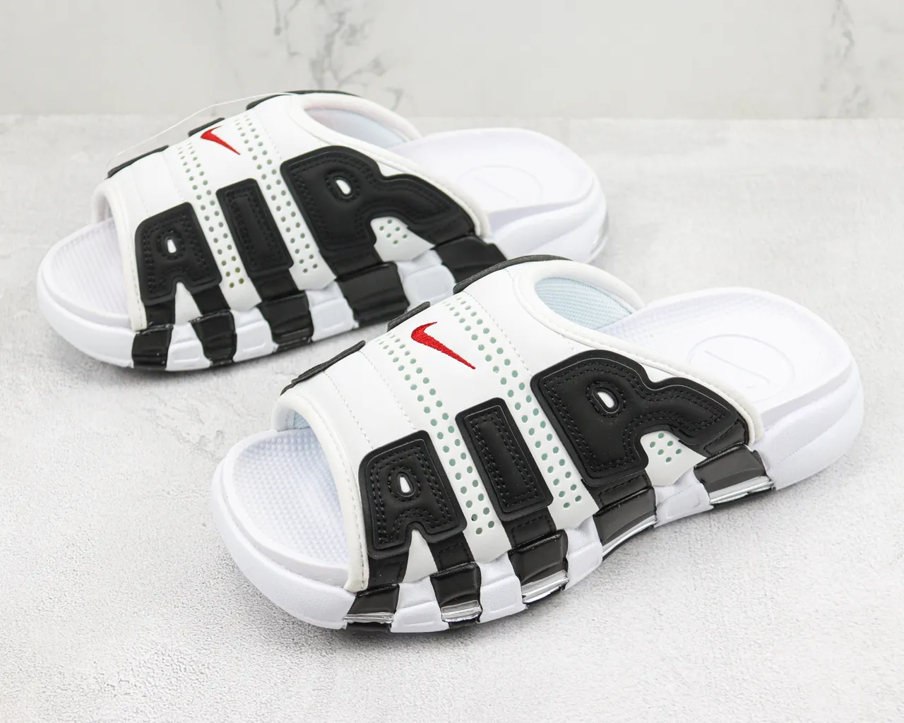 Nike Air More Uptempo Slide White Black Slippers 4
