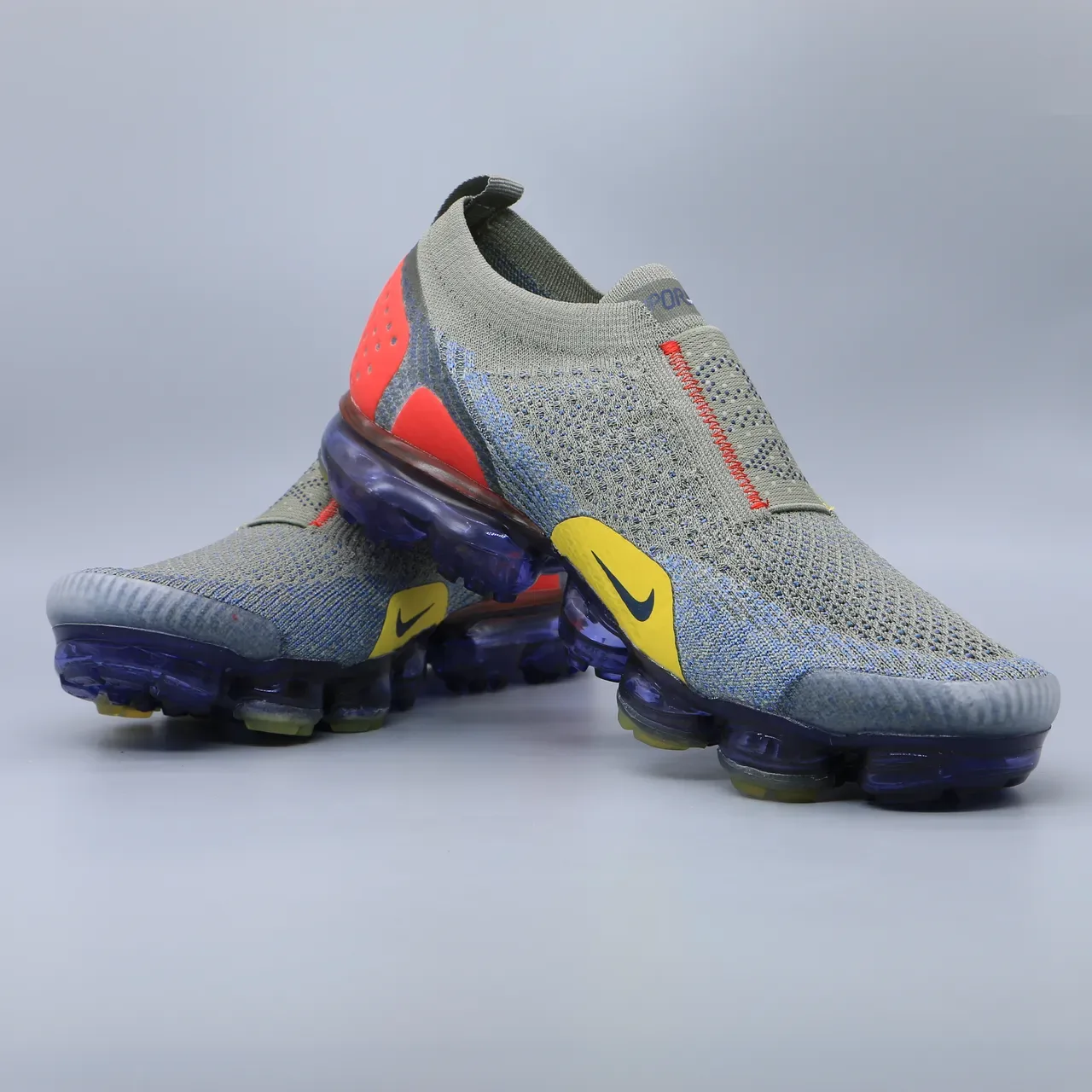 نايك Air VaporMax Flyknit 2 رمادي أزرق أصفر أحذية أسلوب الحياة 3