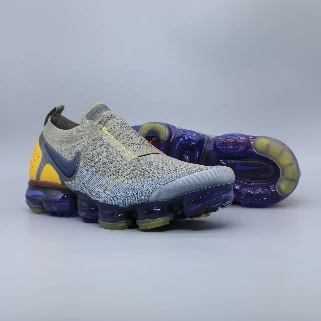 نايك Air VaporMax Flyknit 2 رمادي أزرق أصفر أحذية أسلوب الحياة 4