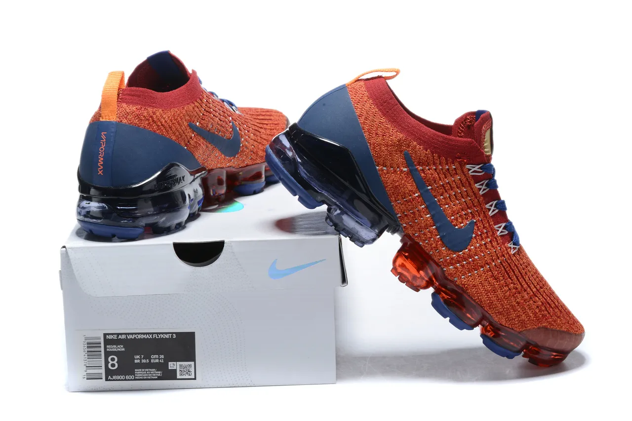 Nike Air VaporMax Orange and Navy Running Shoes 8