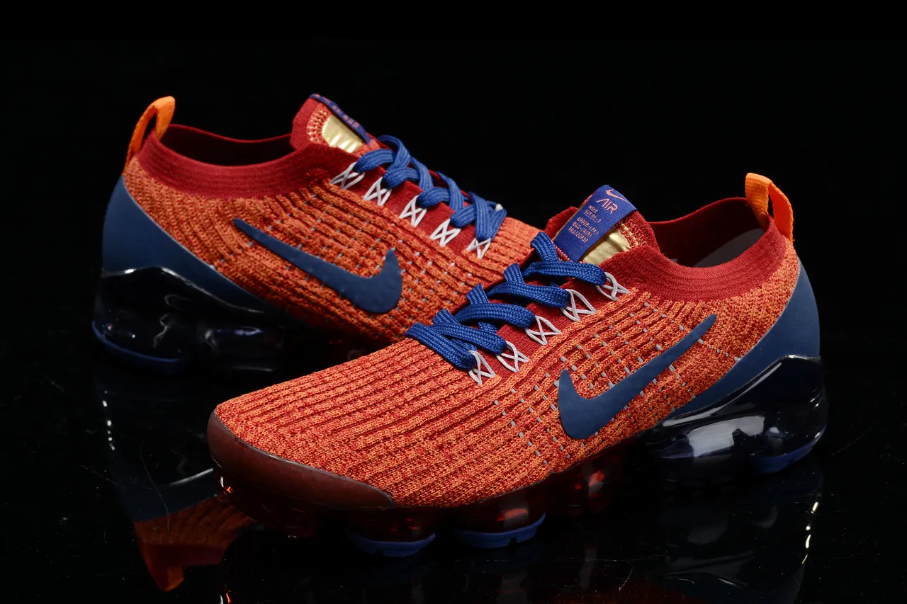 Nike Air VaporMax Orange and Navy Running Shoes 12