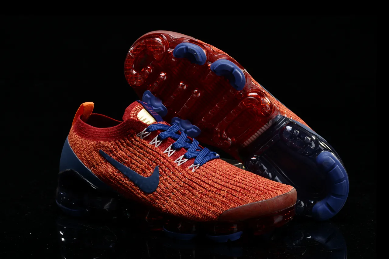 Nike Air VaporMax Orange and Navy Running Shoes 13
