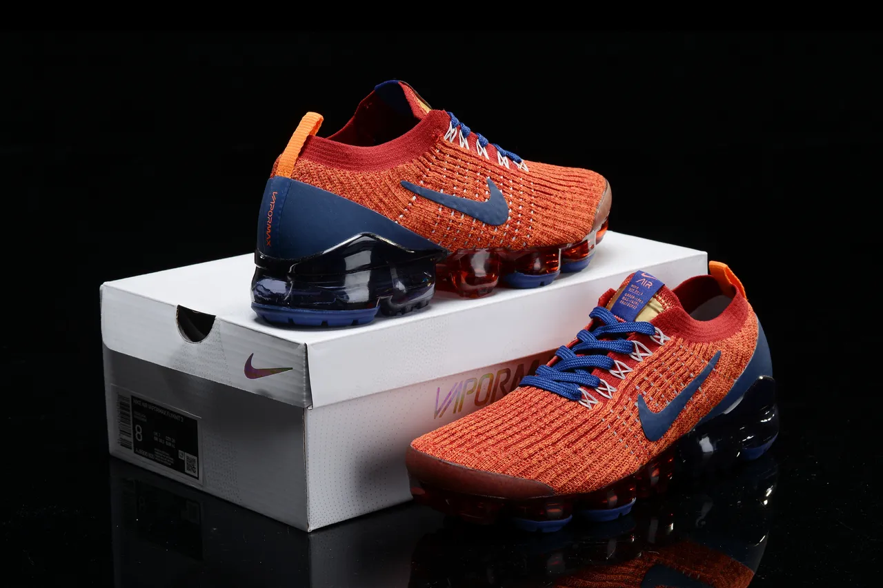 Nike Air VaporMax Orange and Navy Running Shoes 16