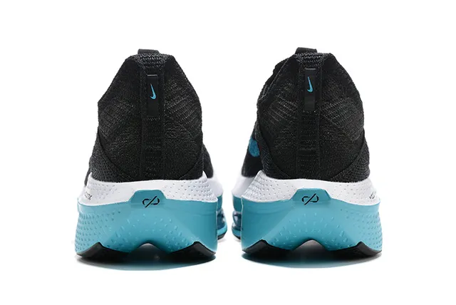 Nike Air Zoom Alphafly Preto e Azul Malha Engineered Superior Completo ZoomX Amortecimento Tênis de Corrida 3