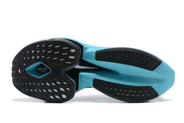 Nike Air Zoom Alphafly Preto e Azul Malha Engineered Superior Completo ZoomX Amortecimento Tênis de Corrida 4