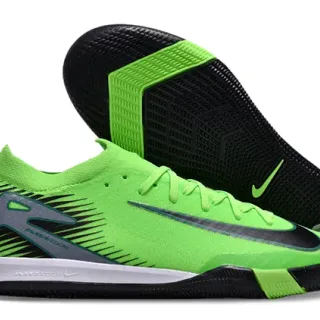 Nike Air Zoom Green Black Neon Knit Upper Rubber Outsole Indoor Soccer Shoes