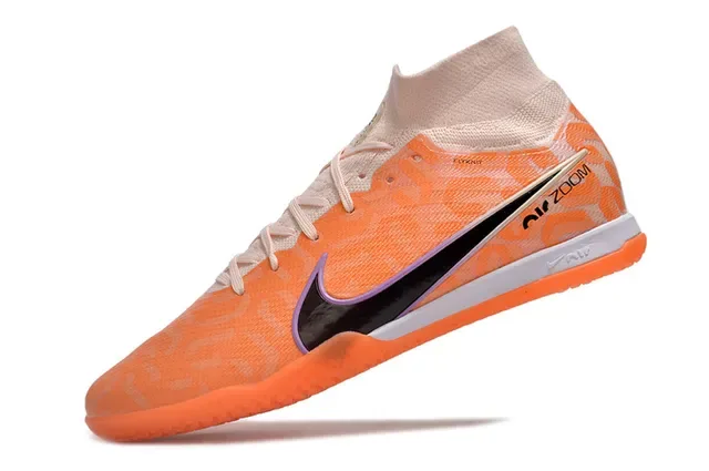 Nike Air Zoom Orange Noir Flyknit Haut Collet Chaussures de Football Indoor 3