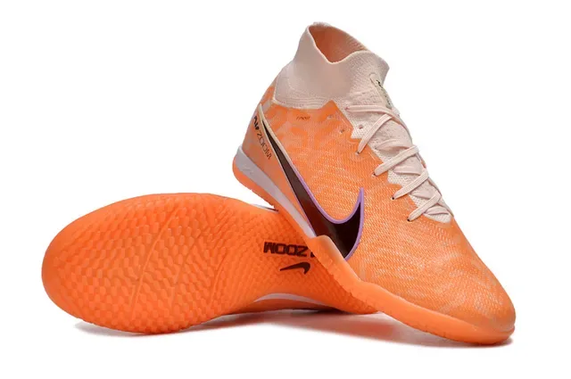 Nike Air Zoom Orange Noir Flyknit Haut Collet Chaussures de Football Indoor 4