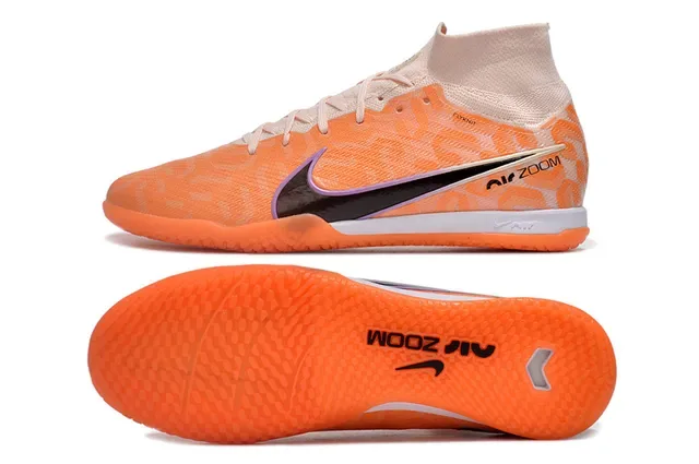 Nike Air Zoom Orange Noir Flyknit Haut Collet Chaussures de Football Indoor 6