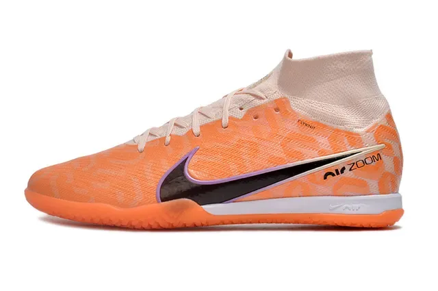 Nike Air Zoom Orange Noir Flyknit Haut Collet Chaussures de Football Indoor 7