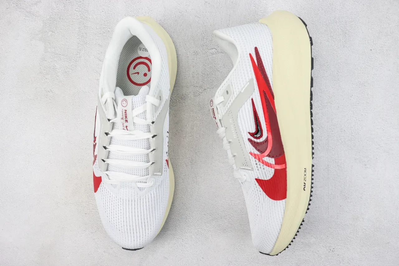 Nike Air Zoom Pegasus 40 白红米色跑鞋 3