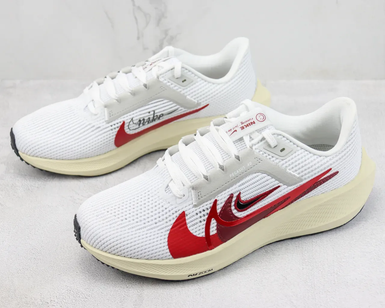 Nike Air Zoom Pegasus 40 白红米色跑鞋 4