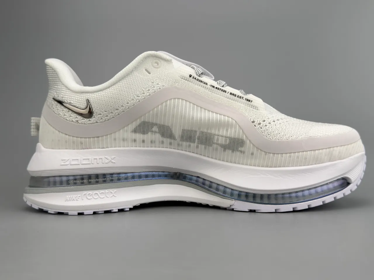 Nike Air Zoom Pegasus White Black Engineered Mesh Upper Full-Length Unit Running Shoes 10