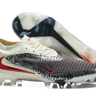 Nike Sapatos de Futebol Beige Preto Upper Knit Overlay Estampa de Leopardo Superfície Firme
