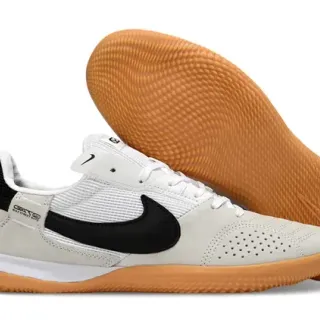 Nike Chaussures de foot indoor beige et noir low-top suédé-maille