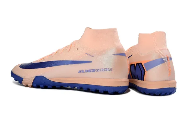 Nike বেইজ ব্লু হাই টপ সক ফিট কলার আউটসোল টার্ফ ফুটবল জুতো 3