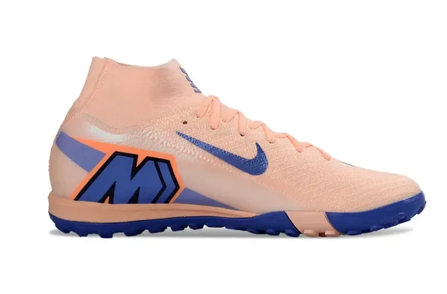 Nike বেইজ ব্লু হাই টপ সক ফিট কলার আউটসোল টার্ফ ফুটবল জুতো 4