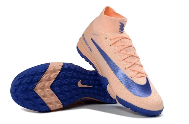 Nike বেইজ ব্লু হাই টপ সক ফিট কলার আউটসোল টার্ফ ফুটবল জুতো 6