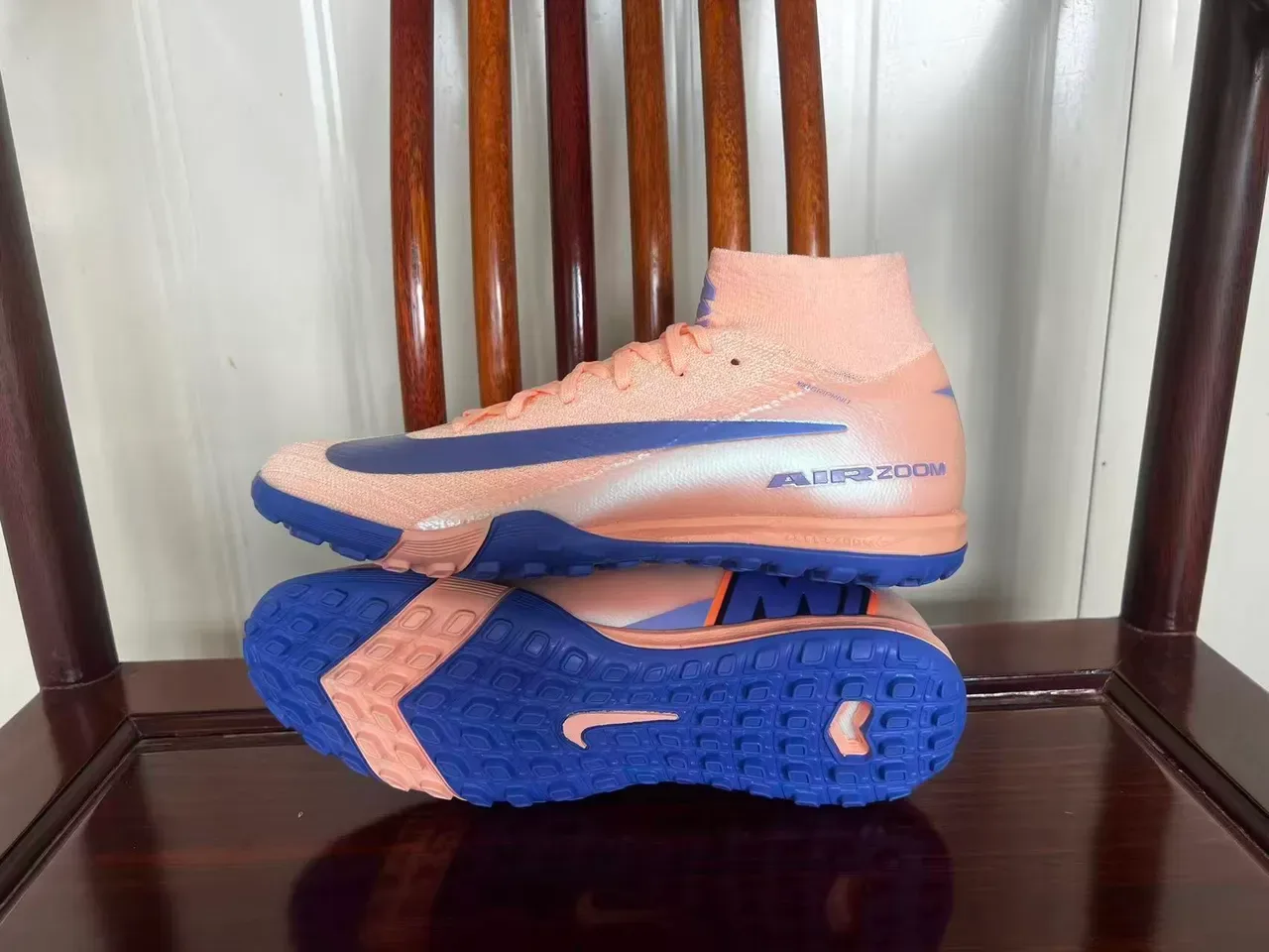 Nike বেইজ ব্লু হাই টপ সক ফিট কলার আউটসোল টার্ফ ফুটবল জুতো 7