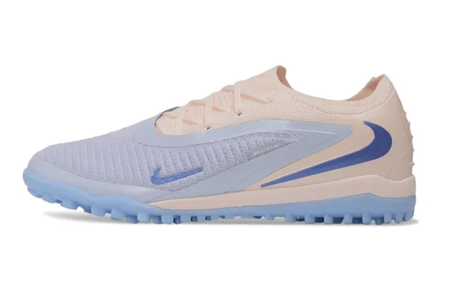 Nike Beige Blue Low-Profile Knit Upper Turf Soccer Shoes 8