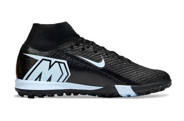 Nike Black Blue Sock-Fit Collar Textured Knit Upper Turf Soccer Shoes 5