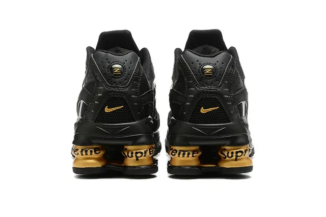 Nike Preto Dourado Malha E Sintético Superior Swoosh Logo Tênis Lifestyle 3