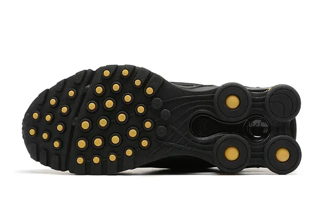 Nike Preto Dourado Malha E Sintético Superior Swoosh Logo Tênis Lifestyle 4