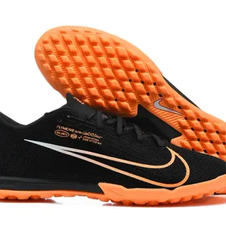 Nike أسود برتقالي Flyweave الجزء العلوي المحبوك ACC العلامة أحذية كرة القدم الداخلية