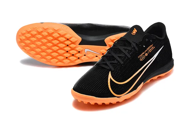 Nike Preto Laranja Flyweave Malha Parte superior ACC Marca Sapatos de Futebol Indoor 6