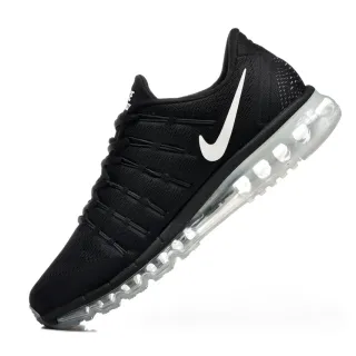 Nike Black White Engineered Knit Upper Full-Length Visible Air Unit Running Shoes