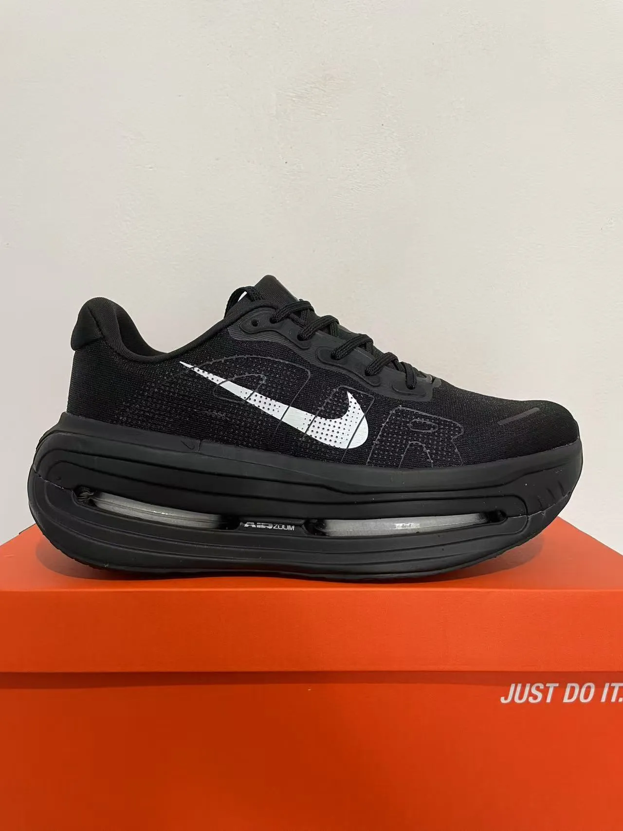 Nike Black White Full-Length Visible Air Zoom Unit Knit Mesh Upper Running Shoes 6