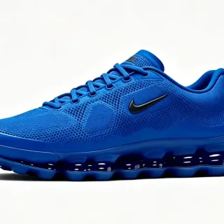 Nike Chaussures de course bleu noir avec haut en maille ingénierée, coussinets de rembourrage segmentés visibles