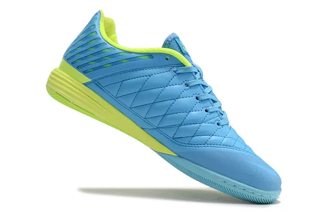Nike Zapatillas de fútbol indoor azul verde con capucha de dedo acolchada perforada de material sintético jaula 2