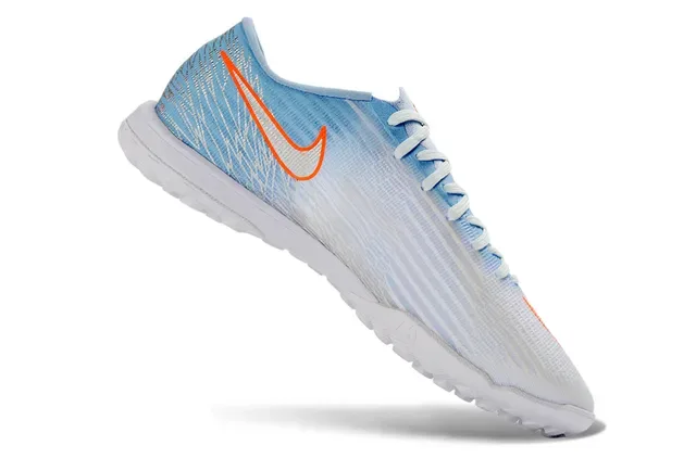 Nike Blue Orange Low-Cut Synthetic Upper Textured Wave-Pattern Overlay Turf Soccer Shoes 2