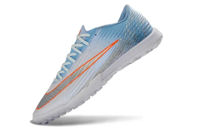 Nike Blue Orange Low-Cut Synthetic Upper Textured Wave-Pattern Overlay Turf Soccer Shoes 5