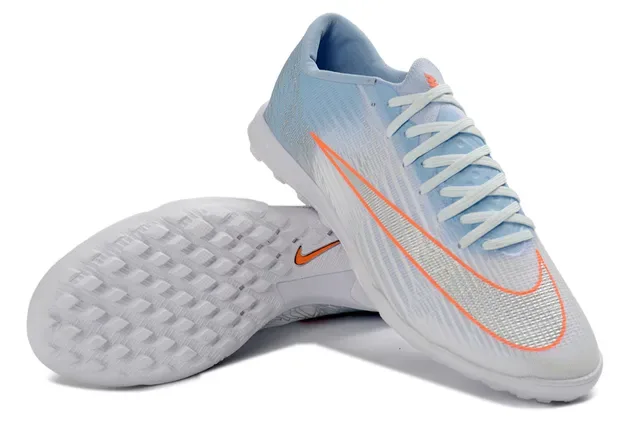 Nike Blue Orange Low-Cut Synthetic Upper Textured Wave-Pattern Overlay Turf Soccer Shoes 6