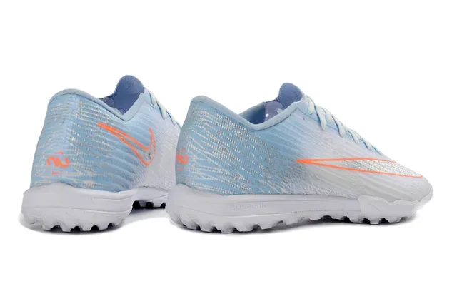 Nike Blue Orange Low-Cut Synthetic Upper Textured Wave-Pattern Overlay Turf Soccer Shoes 7