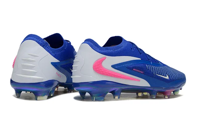 Nike Chaussures de football avec upper knit bleu rose, plaque de semelle irisé pour terrain ferme 5