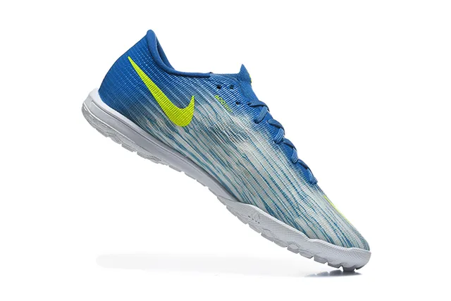 Nike Azul Amarillo Flyweave Parte superior Lazado asimétrico Zapatos de fútbol para césped 3