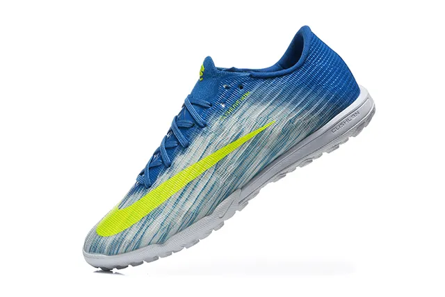 Nike Azul Amarillo Flyweave Parte superior Lazado asimétrico Zapatos de fútbol para césped 4