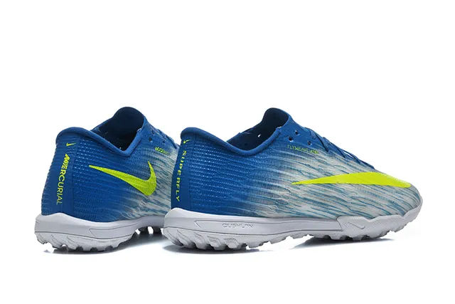 Nike Azul Amarillo Flyweave Parte superior Lazado asimétrico Zapatos de fútbol para césped 5