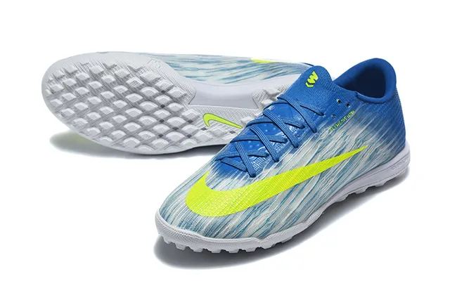 Nike Azul Amarillo Flyweave Parte superior Lazado asimétrico Zapatos de fútbol para césped 6