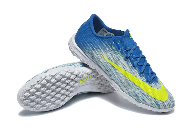 Nike Azul Amarillo Flyweave Parte superior Lazado asimétrico Zapatos de fútbol para césped 7